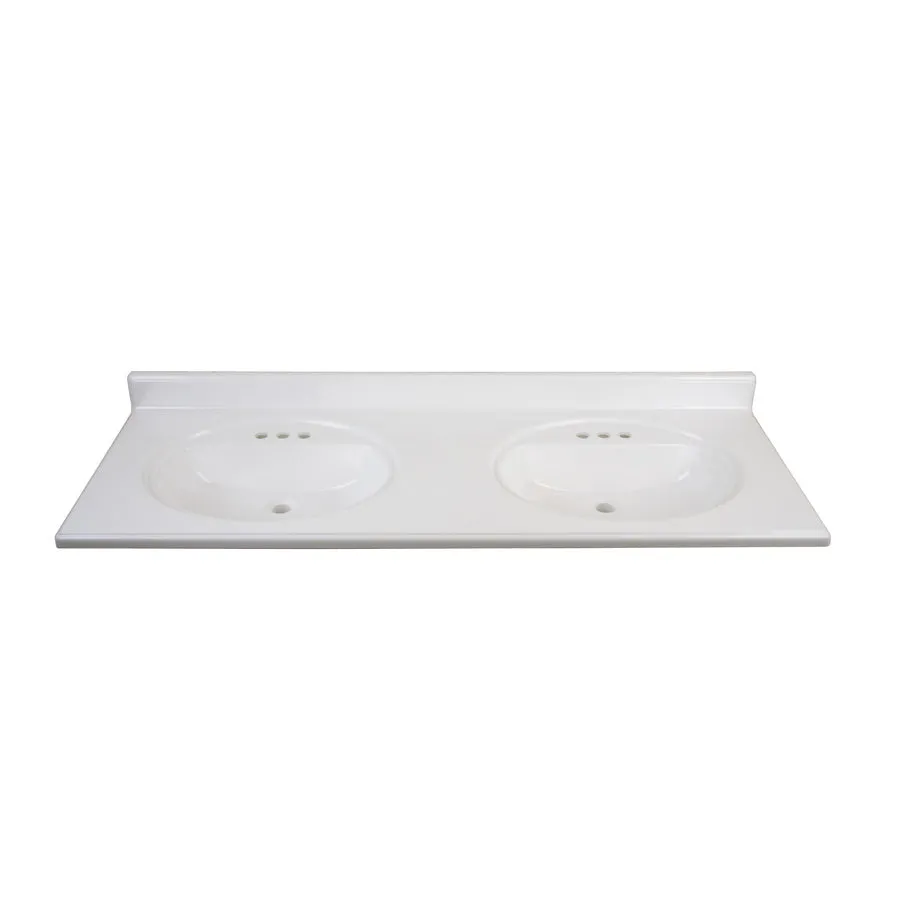 61-in White Cultured Marble Bathroom Vanity Top, photo 5 of 11