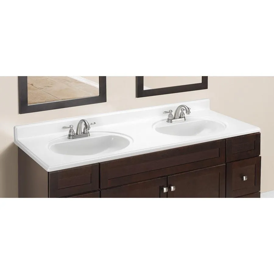 61-in White Cultured Marble Double Sink Bathroom Vanity Top, photo 4 of 11
