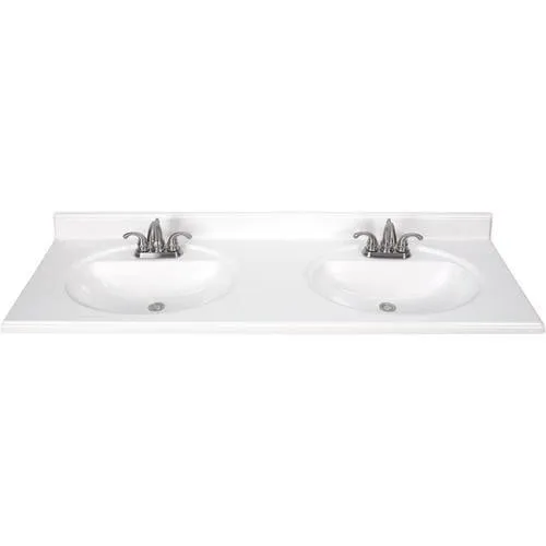61-in White Cultured Marble Double Sink Bathroom Vanity Top, photo 11 of 11