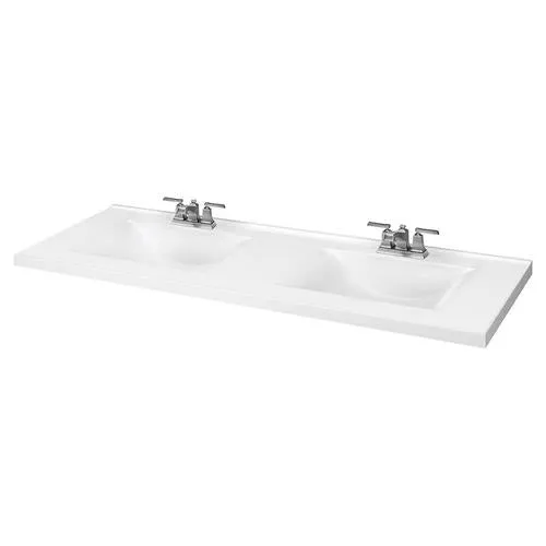 61-in White Cultured Marble Bathroom Vanity Top, photo 8 of 8
