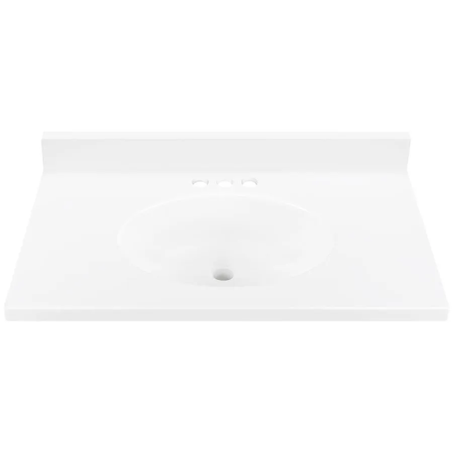 Style Selections Ellenbee 30-in White Single Sink Bathroom Vanity with White Cultured Marble Top, photo 9 of 15