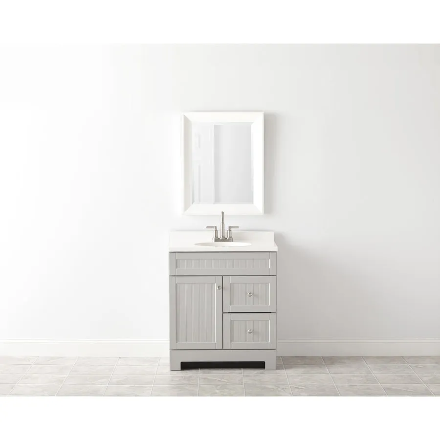 Style Selections Ellenbee 30-in White Single Sink Bathroom Vanity with White Cultured Marble Top, photo 3 of 15