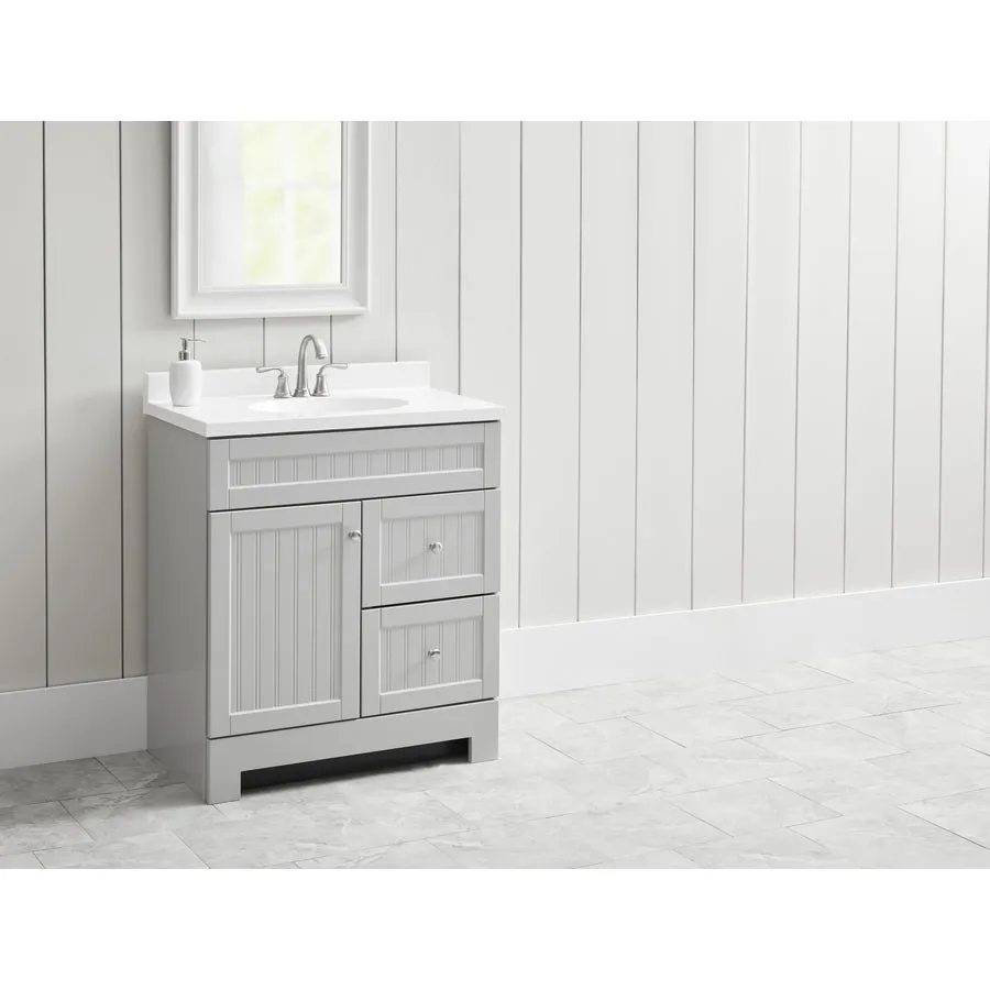 Style Selections Ellenbee 30-in White Single Sink Bathroom Vanity with White Cultured Marble Top, photo 2 of 15