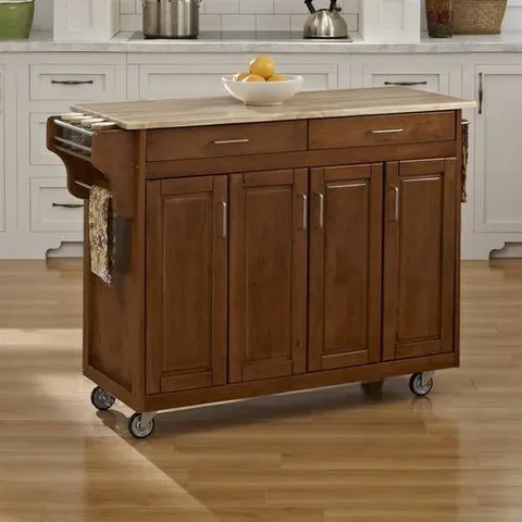 Brown Wood Base with Wood Top Kitchen Cart (17.75 × 48 × 35.5 in)