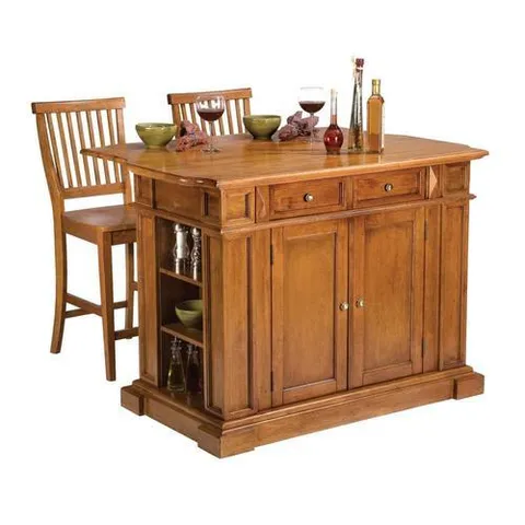 Brown Wood Base with Wood Top Kitchen Island