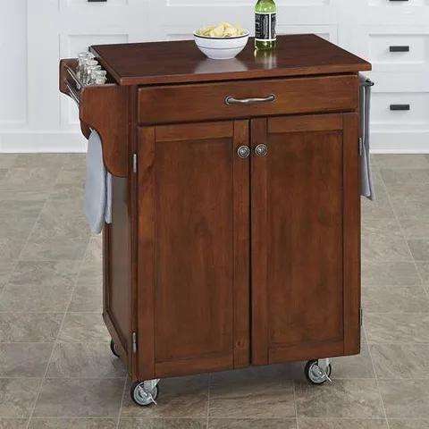 Brown Wood Base with Wood Top Kitchen Cart