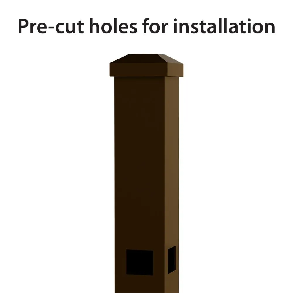 IronCraft Truro 6 ft Bronze Powder-Coated Aluminum Fence Corner Post with Flat Cap, 2 in. x 2 in., photo 4 of 5