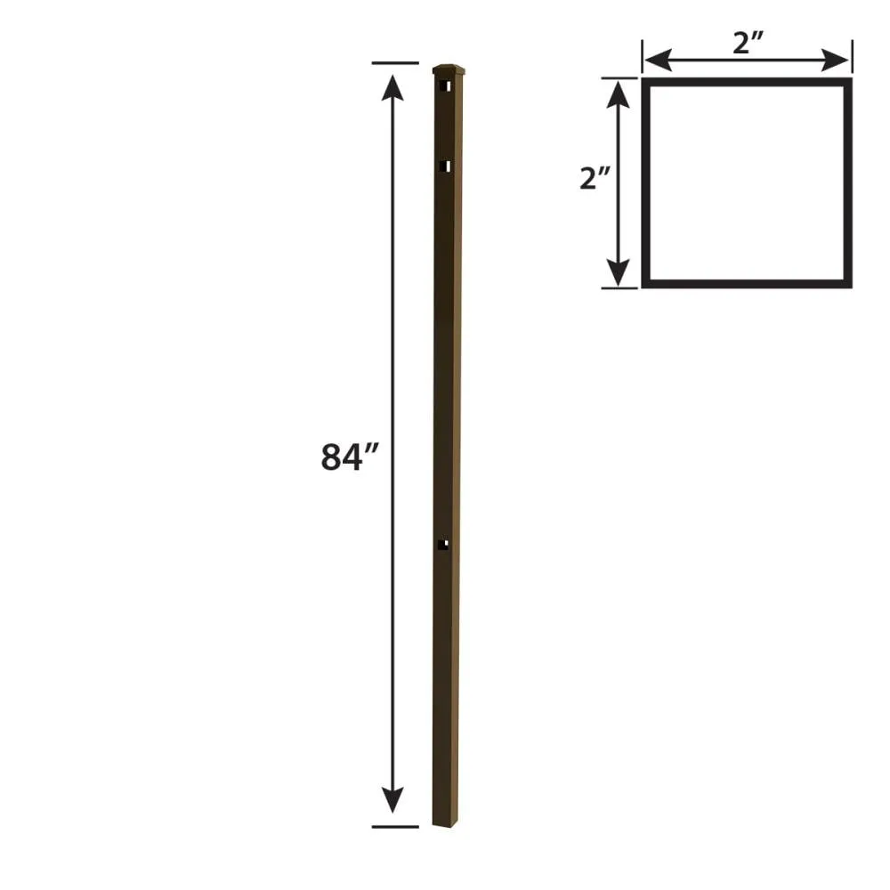 IronCraft Berkshire 7 ft Bronze 2 in. x 2 in. Powder-Coated Aluminum Fence Line Post with Flat Cap, photo 3 of 3