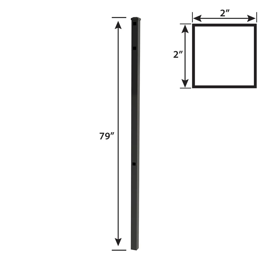 IronCraft Berkshire 79 in. Black Powder-Coated Aluminum Fence End/Gate Post with Flat Cap, photo 4 of 4