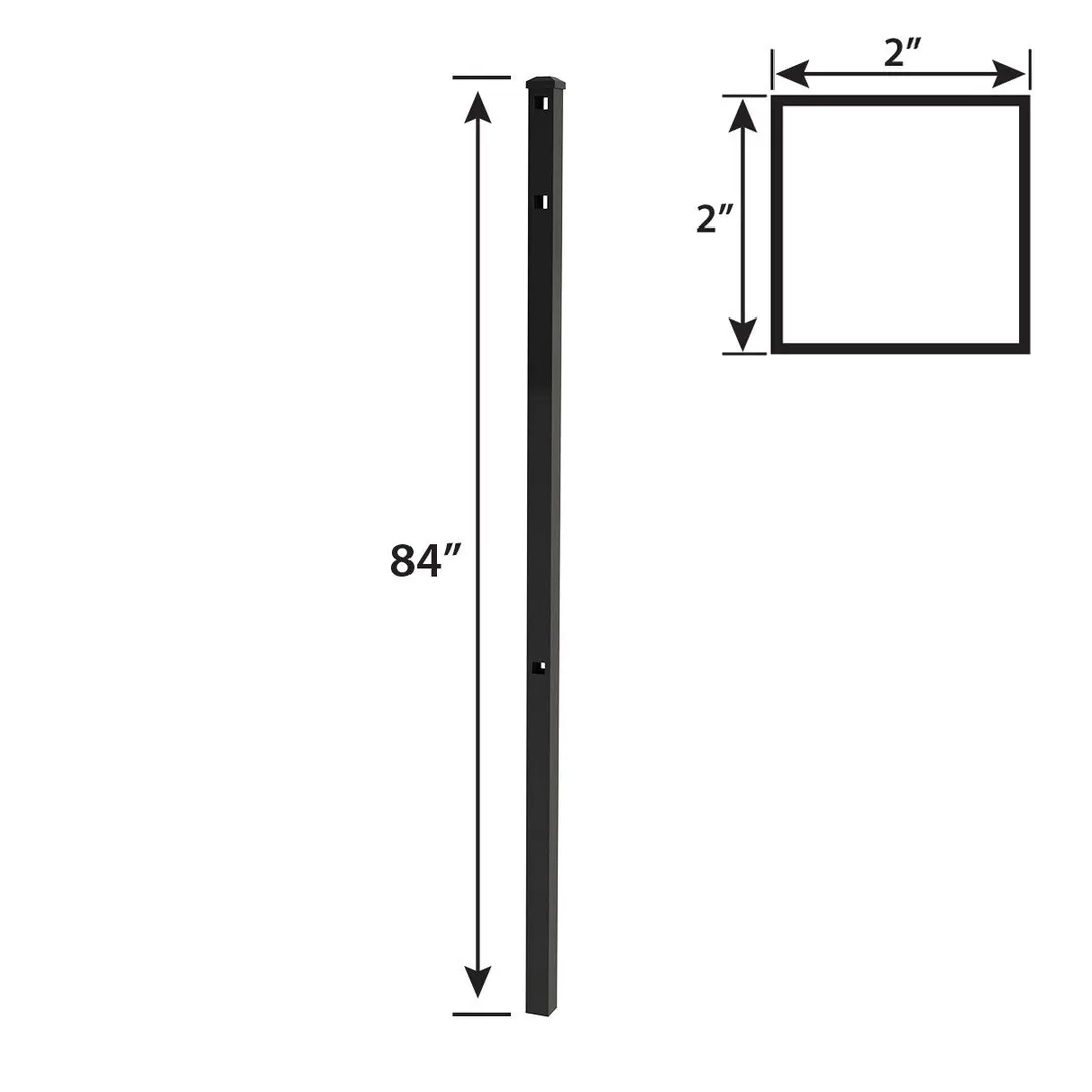 Ironcraft Berkshire 6-ft H x 2-in W Black Powder Coat Aluminum Flat-top Yard Line Fence Post, photo 4 of 7