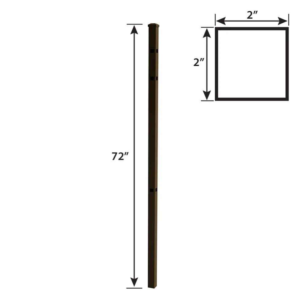 IronCraft Truro 6 ft Bronze Powder-Coated Aluminum Fence Corner Post with Flat Cap, 2 in. x 2 in., photo 3 of 5