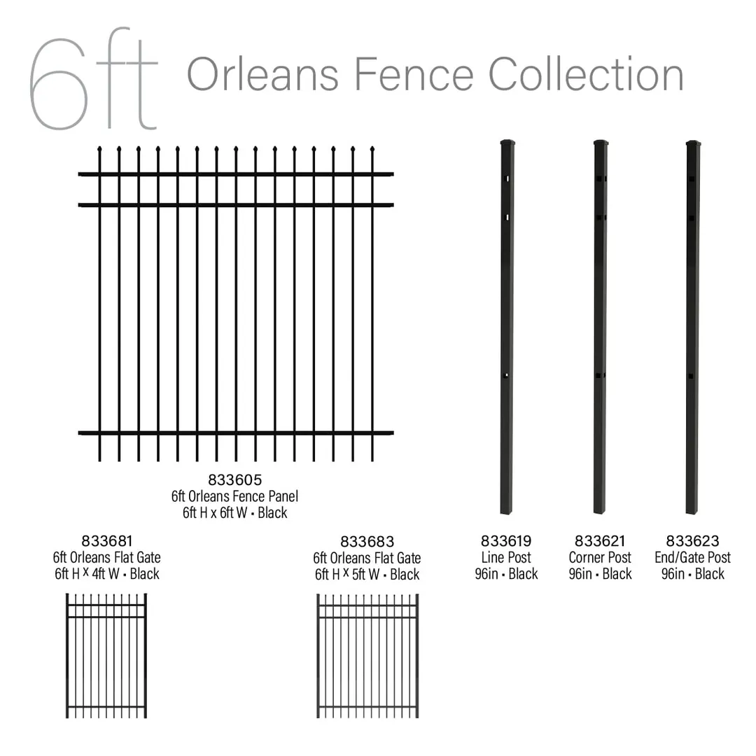 IronCraft Orleans 6 ft. H x 5 ft. W Black Powder-Coated Aluminum Straight Fence Gate, photo 3 of 3