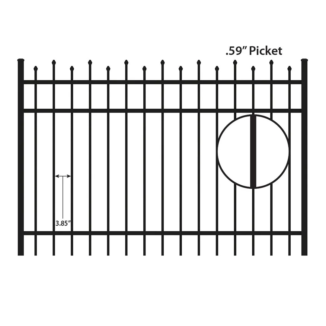 IronCraft Truro 4 ft. H x 6 ft. W Black Powder-Coated Aluminum Spaced Picket Fence Gate, photo 5 of 6