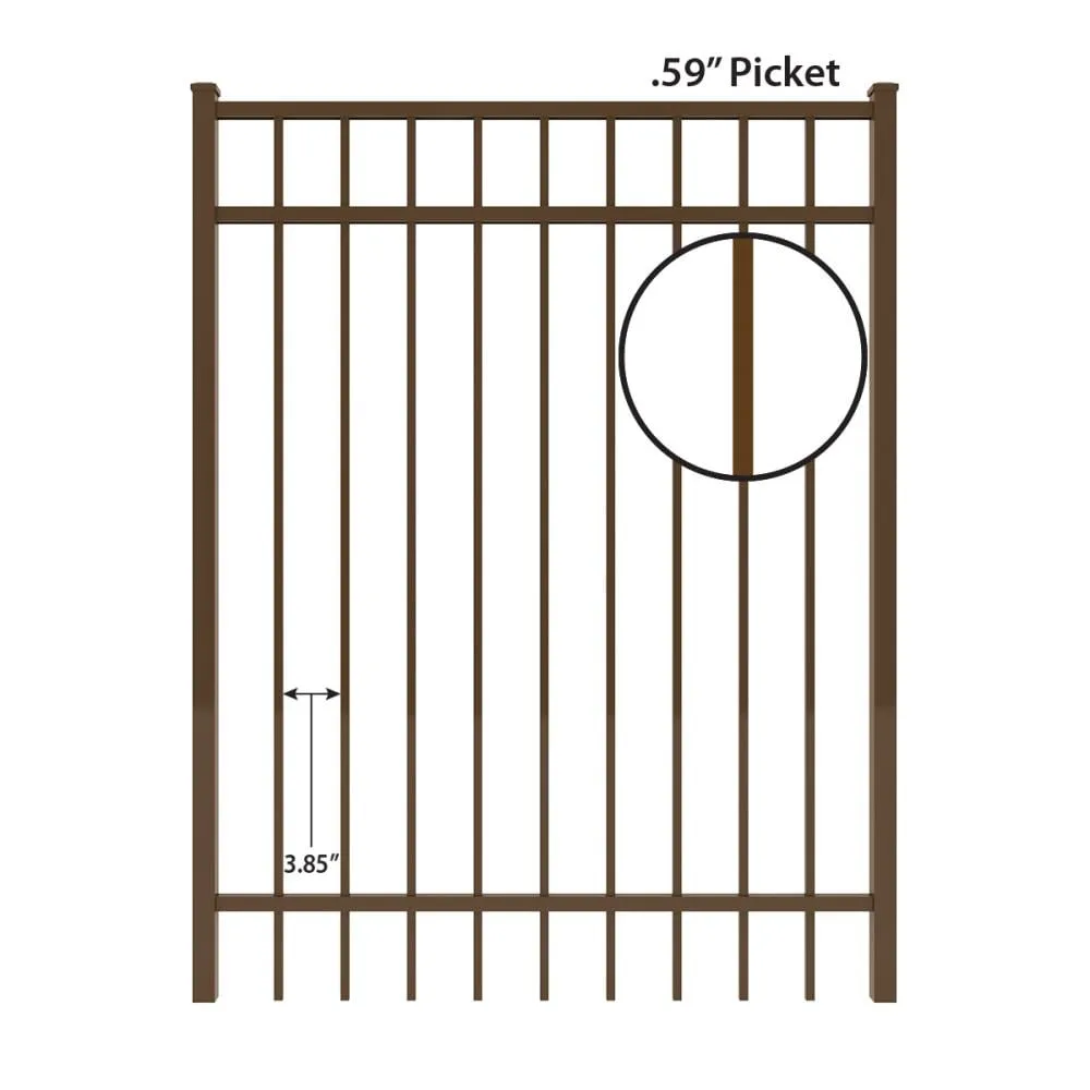 IronCraft Berkshire 5 ft. H x 4 ft. W Bronze Aluminum Straight Fence Gate, photo 4 of 4