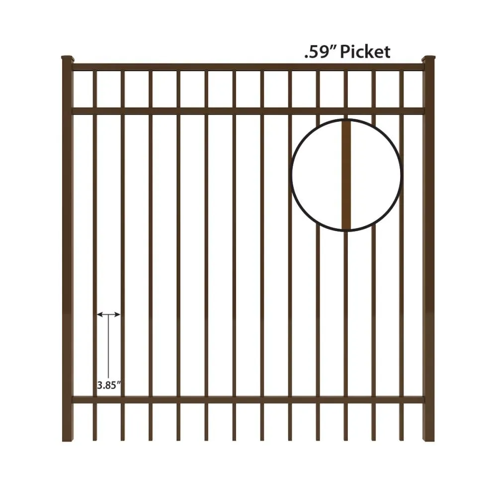 IronCraft Berkshire 5 ft. H x 5 ft. W Bronze Powder-Coated Aluminum Flat Top Straight Fence Gate, photo 4 of 5