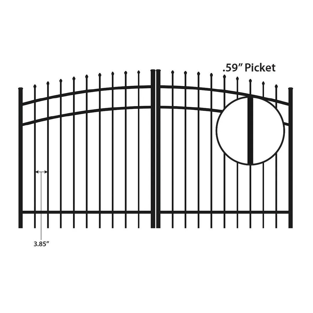 Ironcraft Orleans 4-ft H x 8-ft W Black Powder-coated Aluminum Spaced Picket Pressed-point Yard Fence Gate, photo 4 of 9