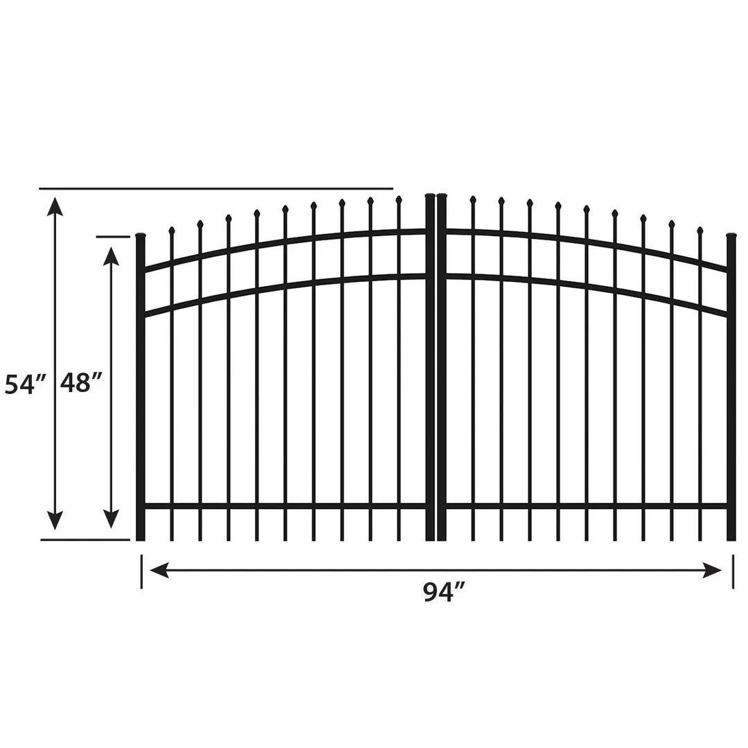 Ironcraft Orleans 4-ft H x 8-ft W Black Powder-coated Aluminum Spaced Picket Pressed-point Yard Fence Gate, photo 3 of 9