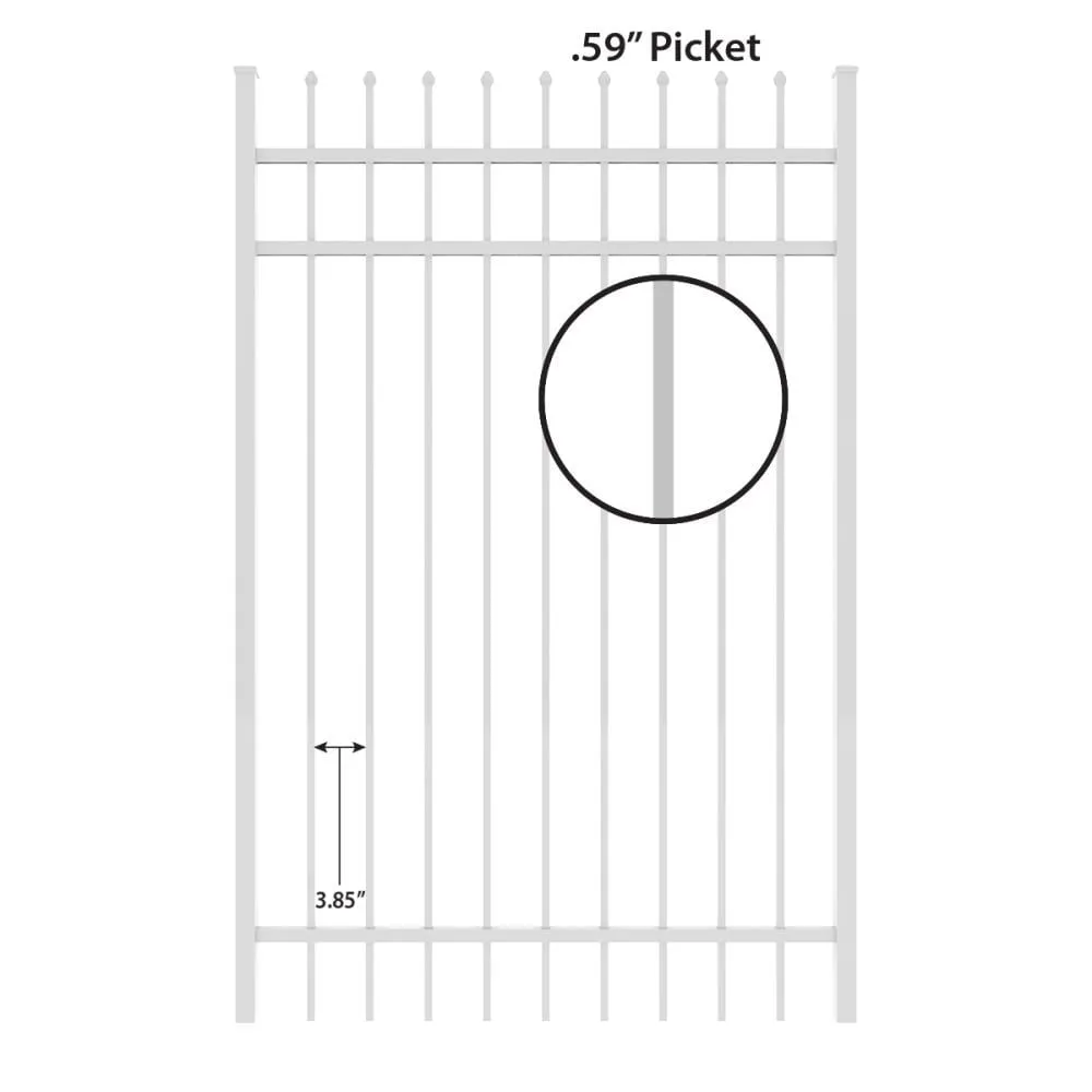 IronCraft 6 ft. H x 4 ft. W White Orleans Straight Top Aluminum Fence Gate, photo 4 of 4