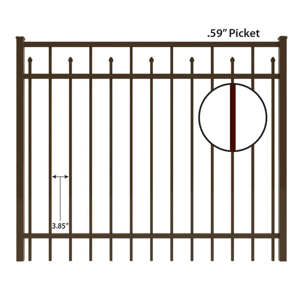 IronCraft Hempsted 4 ft. H x 6 ft. W Bronze Powder-Coated Aluminum Straight Top Fence Gate, photo 4 of 4