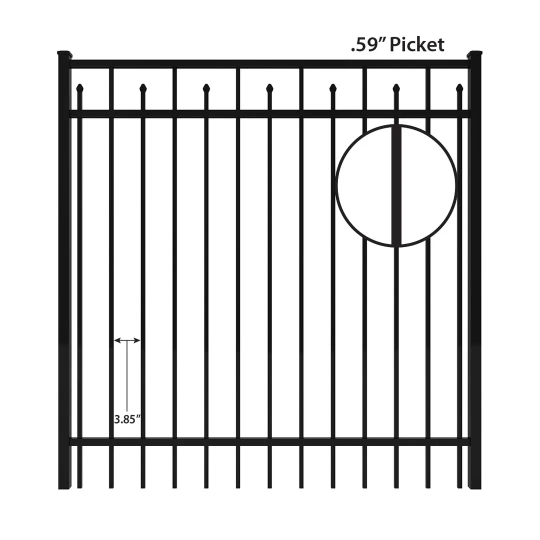 IronCraft Hempsted 5 ft. H x 5 ft. W Black Powder-Coated Aluminum Straight Fence Gate, photo 5 of 6