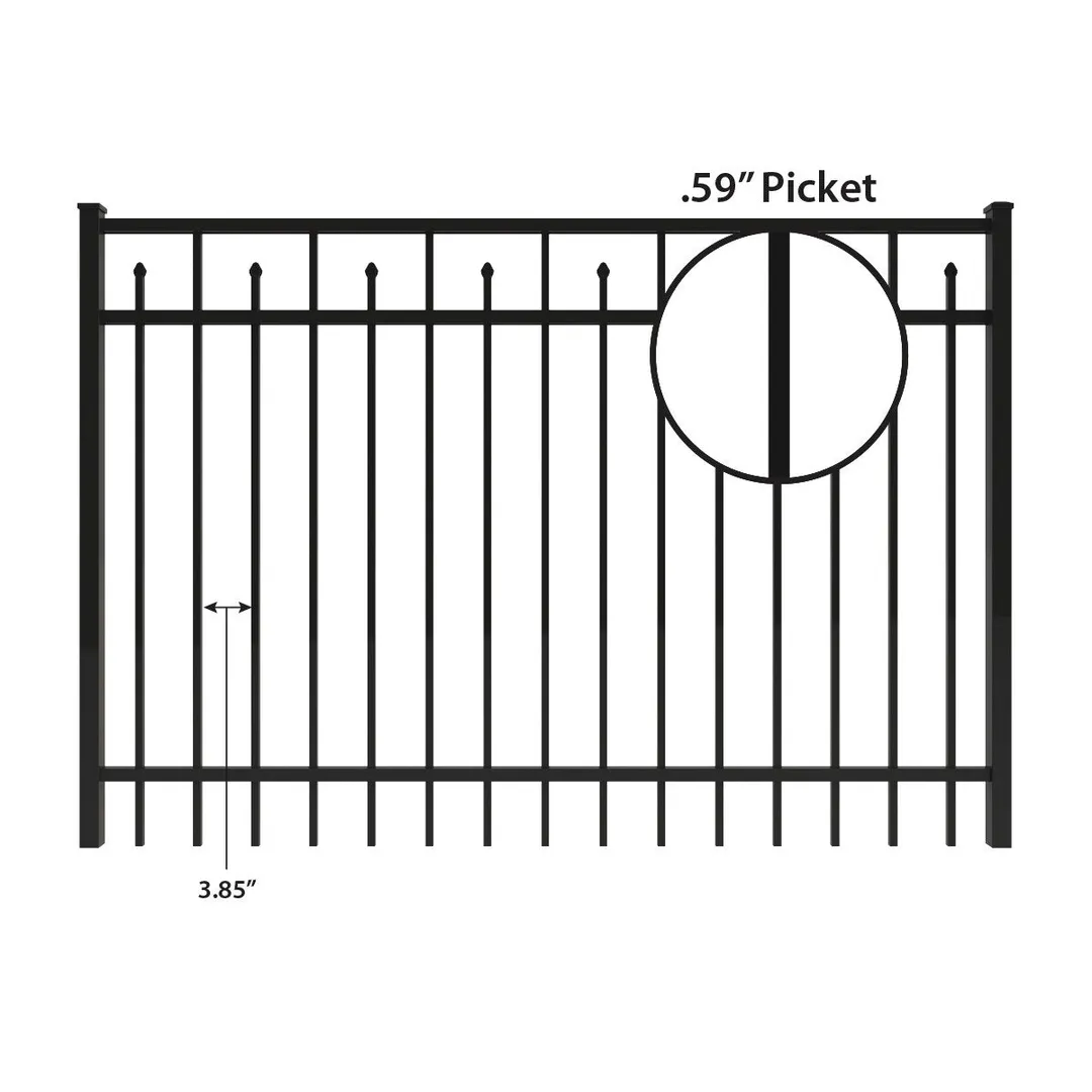 IronCraft Hempsted 4 ft H x 6 ft W Black Aluminum Straight Top Fence Gate, photo 4 of 4