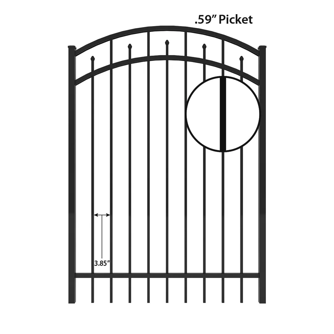 IronCraft Hempsted 5 ft. H x 4 ft. W Black Powder-Coated Aluminum Arched Fence Gate, photo 5 of 6