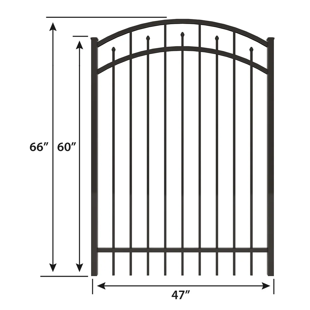 IronCraft Hempsted 5 ft. H x 4 ft. W Black Powder-Coated Aluminum Arched Fence Gate, photo 4 of 6