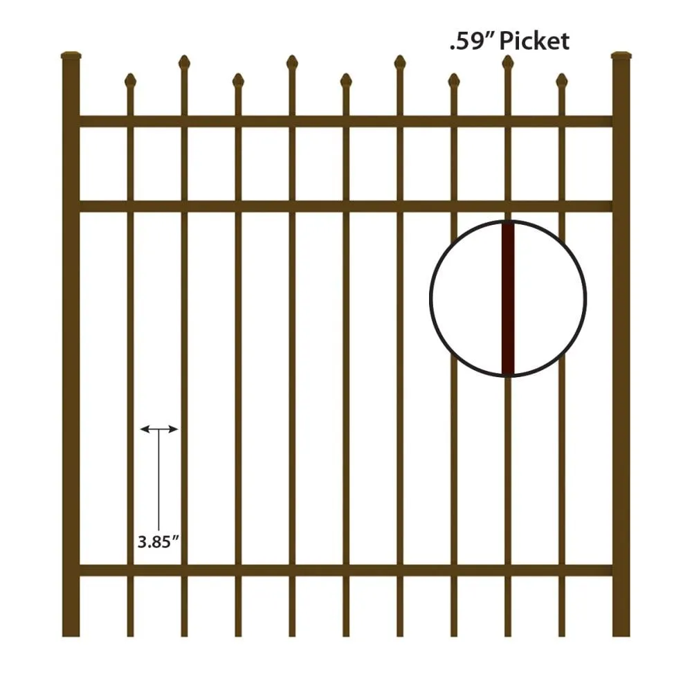 IronCraft Truro 4 ft. H x 4 ft. W Bronze Powder-Coated Aluminum Straight Top Fence Gate, photo 4 of 4