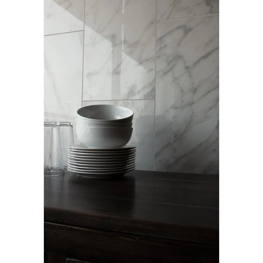 TRUE PORCELAIN CO. Arabescato Gold Polished 12-in x 24-in Polished Porcelain Marble Look Floor and Wall Tile, photo 5 of 12