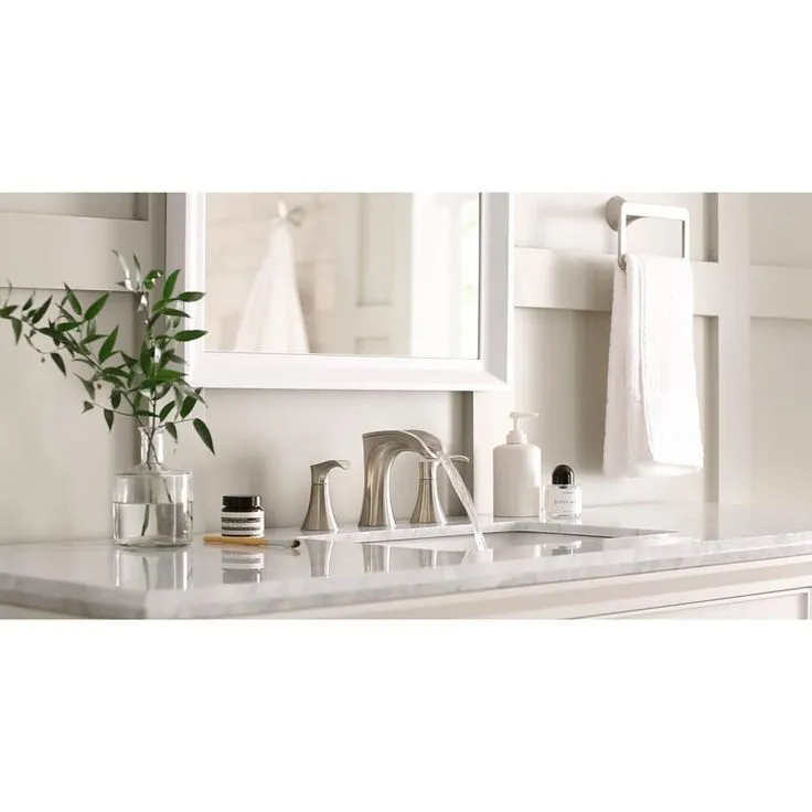 Brea 8 in. Widespread 2-Handle Waterfall Bathroom Faucet in Brushed Nickel, photo 5 of 7
