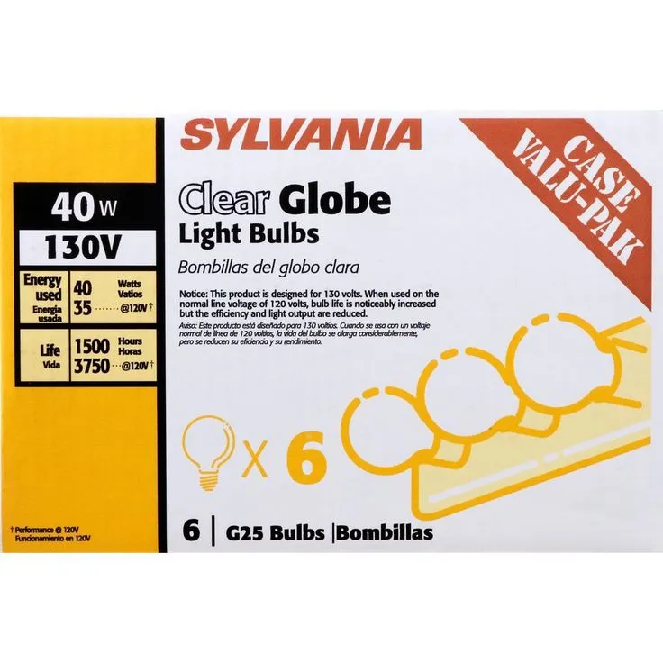 Sylvania 40-Watt Incandescent G25 Clear Globe Light Bulb (6-Pack), photo 3 of 5