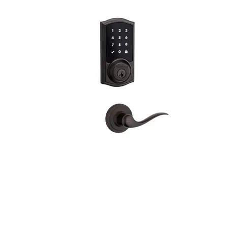 Premis Touchscreen Smart Lock Venetian Bronze Single Cylinder Electronic Deadbolt featuring Tustin Hall/Closet Lever