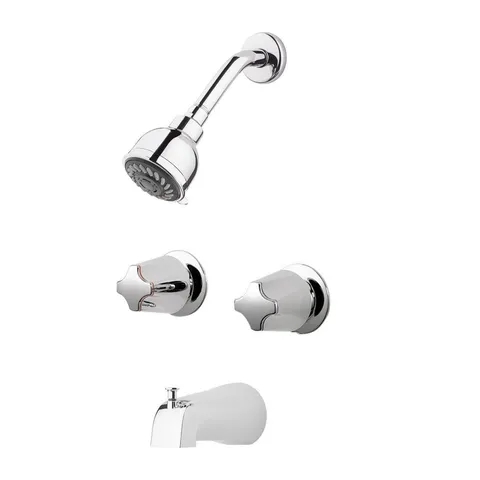 2-Handle 1-Spray Tub and Shower Faucet with Metal Knob Handles in Polished Chrome