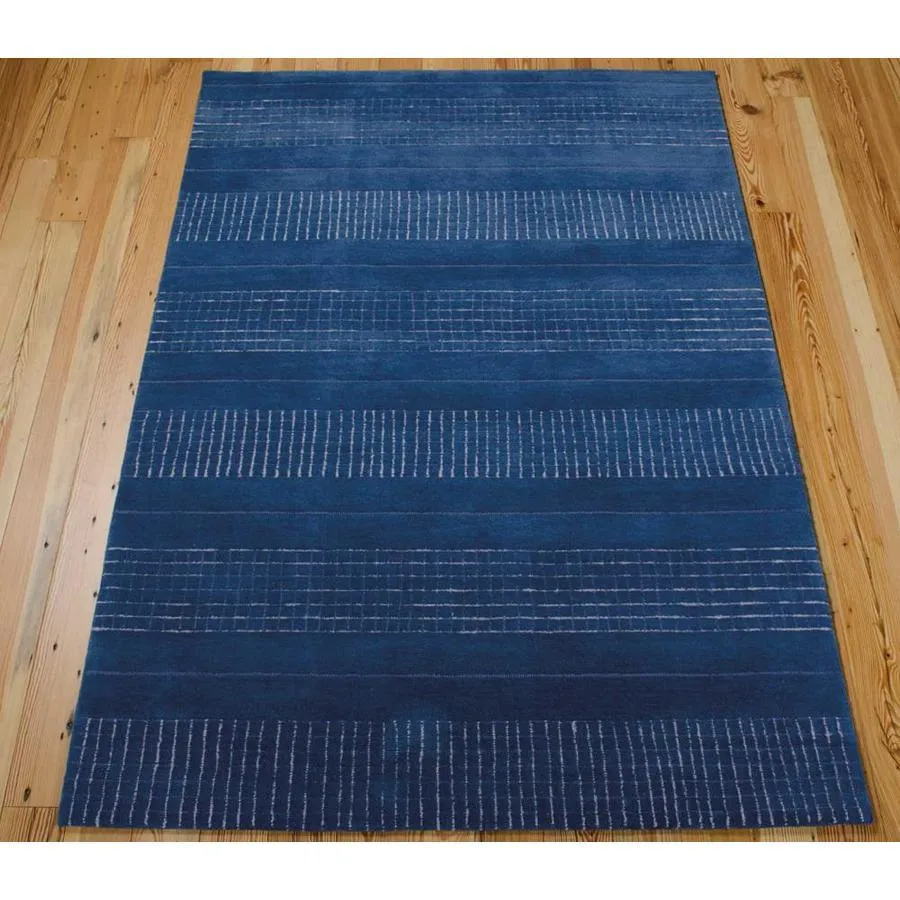 Nourison Contour 8 x 10 Denim Indoor Abstract Mid-Century Modern Handcrafted Area Rug, photo 2 of 4
