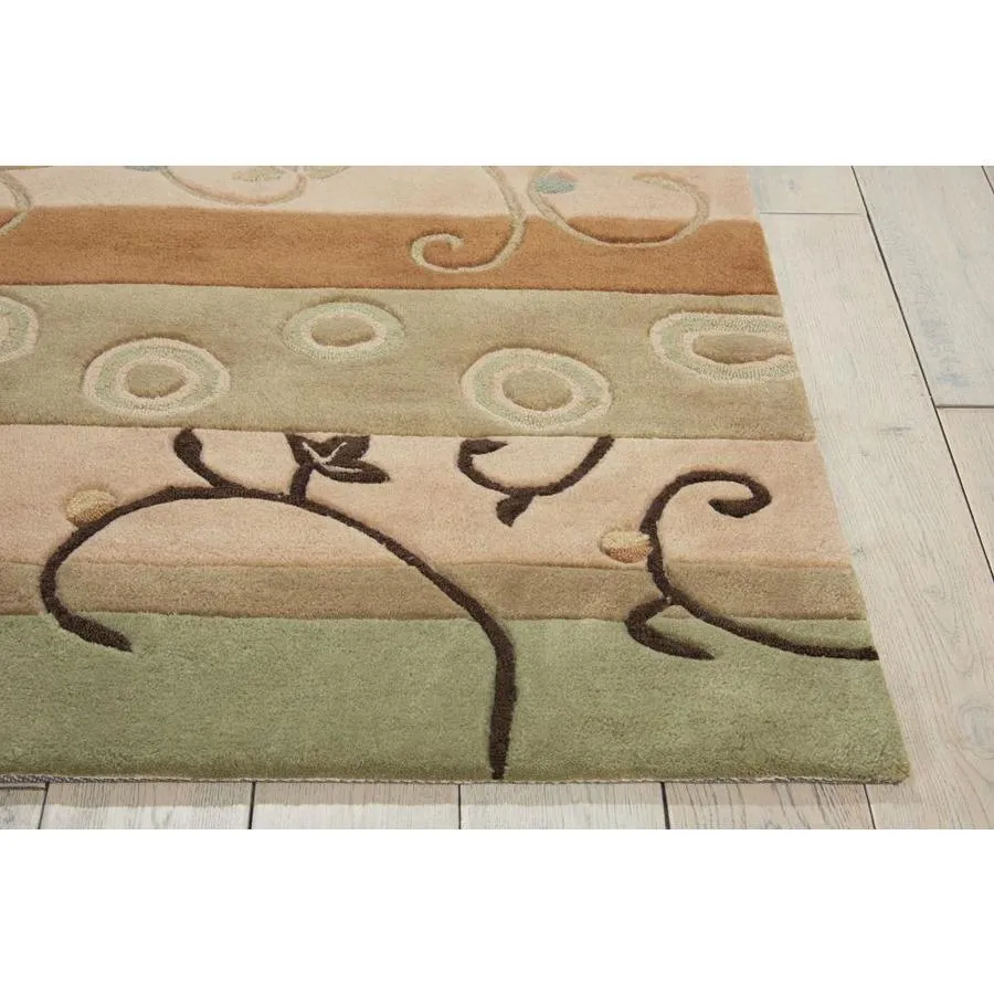 Nourison Contour 8 x 10 Green Indoor Abstract Mid-Century Modern Handcrafted Area Rug, photo 3 of 4