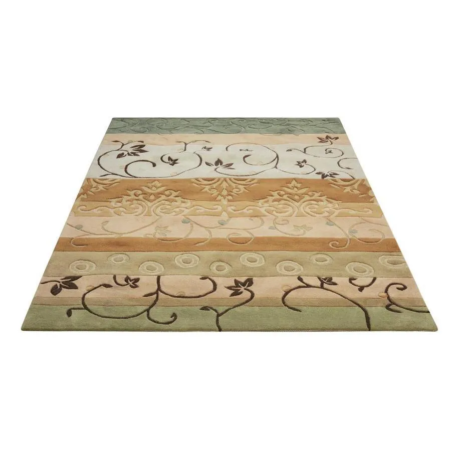 Nourison Contour 8 x 10 Green Indoor Abstract Mid-Century Modern Handcrafted Area Rug, photo 2 of 4