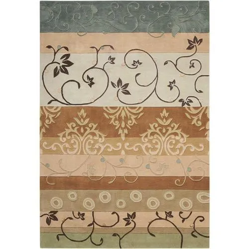 Nourison Contour 8 x 10 Green Indoor Abstract Mid-Century Modern Handcrafted Area Rug, photo 4 of 4