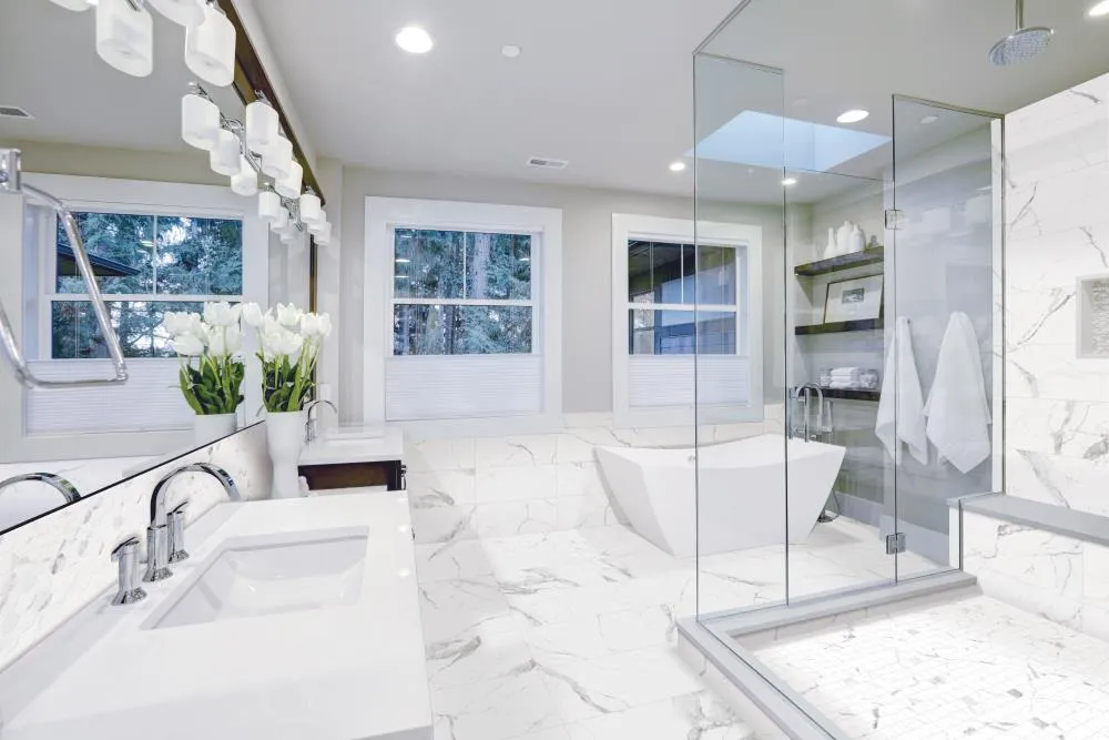 Satori Statuario 12-in x 12-in Polished Porcelain Hexagon Marble-Look Floor and Wall Tile, 0.96-sq ft per Piece, photo 6 of 8