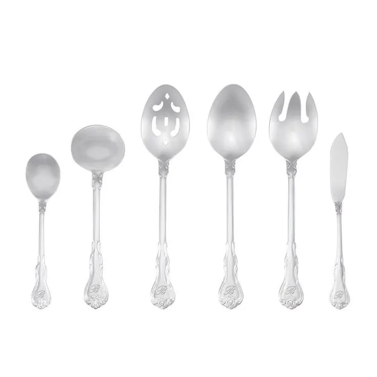 Bouquet Monogrammed Letter S 46-Piece Silver Stainless Steel Flatware Set (Service for 8), photo 4 of 14