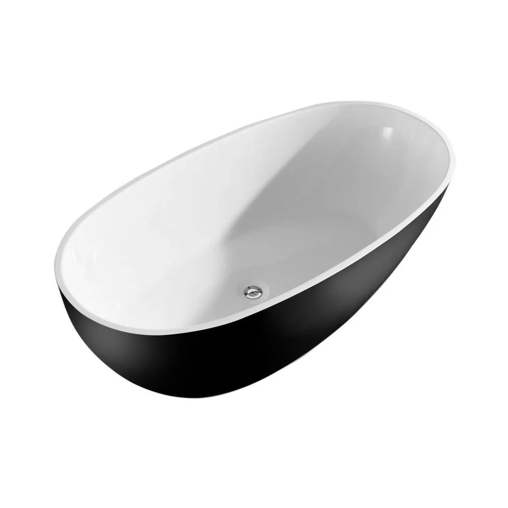 Layla 67 in. Acrylic Classic Flatbottom Non-Whirlpool Freestanding Oval Bathtub in Black Matte, photo 2 of 7