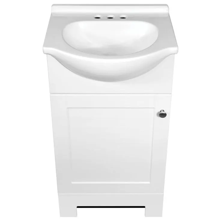 Style Selections Euro 19-in White Single Sink Bathroom Vanity with White Cultured Marble Top, photo 2 of 7