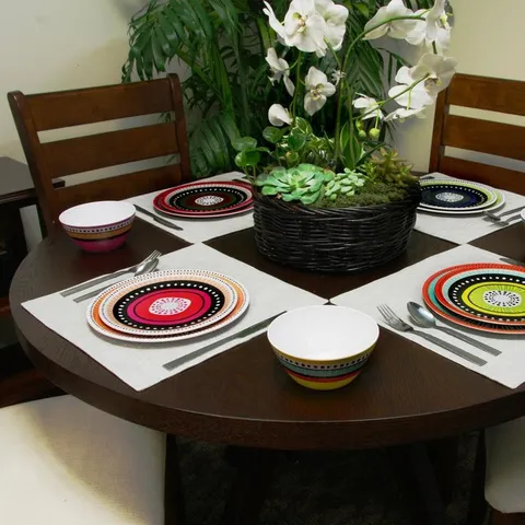 Almira 12-Piece Casual Multicolor Melamine Outdoor Dinnerware Set