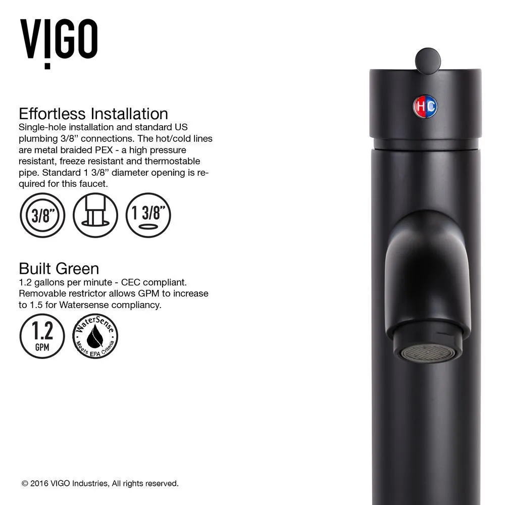 VIGO Hibiscus White Matte Stone Vessel Bathroom Sink and Seville Bathroom Vessel Faucet in Matte Black, photo 11 of 15