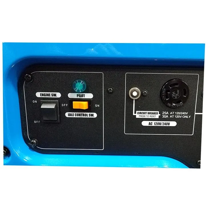 TSURUMI PUMP 6,000 Watt Gasoline Powered Portable Blue Generator with GFCI Protection and Honda GX390 Engine, photo 2 of 4