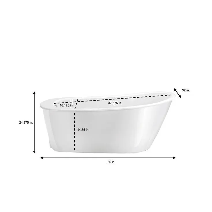 MAAX Sax 60 in. Fiberglass Reversible Drain Non-Whirlpool Flatbottom Freestanding Bathtub in White, photo 4 of 9