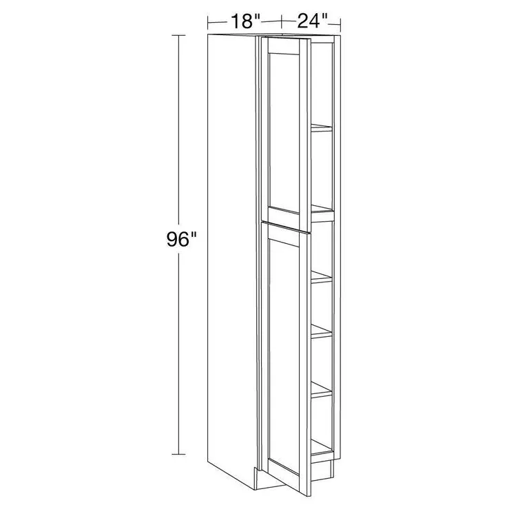 Home Decorators Collection Washington Veiled Gray Plywood Shaker Assembled Utility Pantry Kitchen Cabinet Soft Close 18 in W x 24 in D x 96 in H, photo 5 of 7