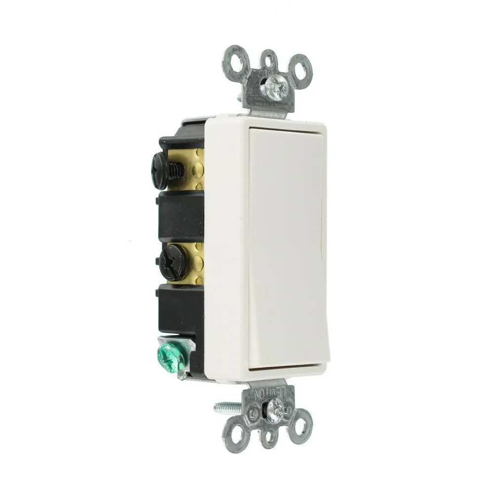 15 Amp Decora Residential Grade 4-Way Lighted Rocker Switch, White, photo 2 of 6