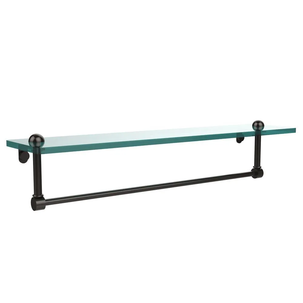 Allied Brass 22 in. L x 5 in. H x 5 in. W Clear Glass Vanity Bathroom Shelf with Towel Bar in Antique Bronze, photo 9 of 15