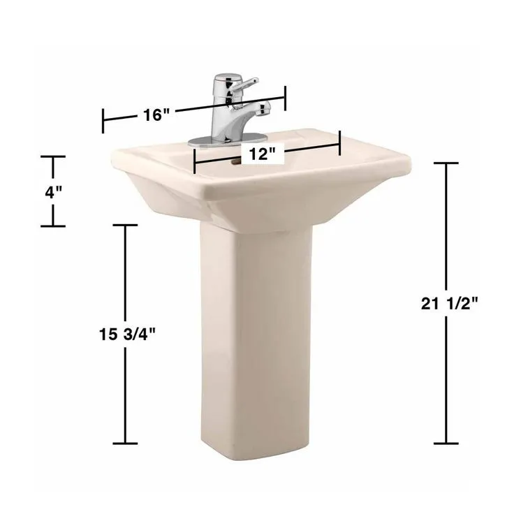 RENOVATORS SUPPLY MANUFACTURING Kinde 21-1/2 in. Height Child Pedestal Bathroom Sink in Biscuit Vessel with Overflow, photo 3 of 3