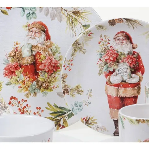 Christmas Story 16-Piece Multicolored Earthenware Dinnerware Set